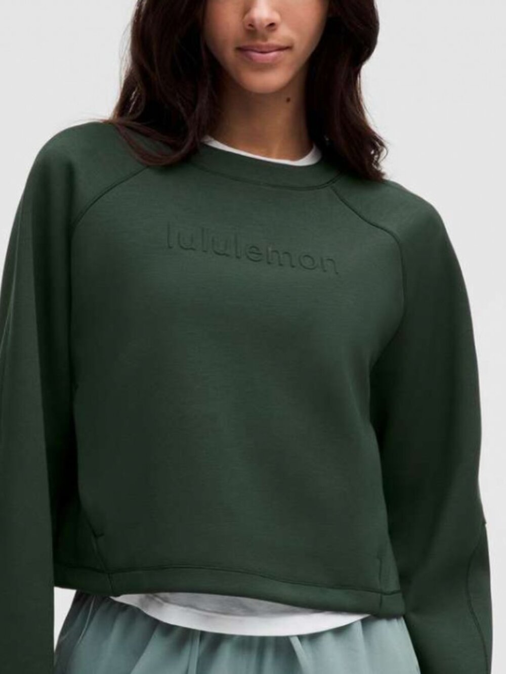 Lululemon Smooth Spacer Cropped Pullover *Graphic Rainforest Green sz 4